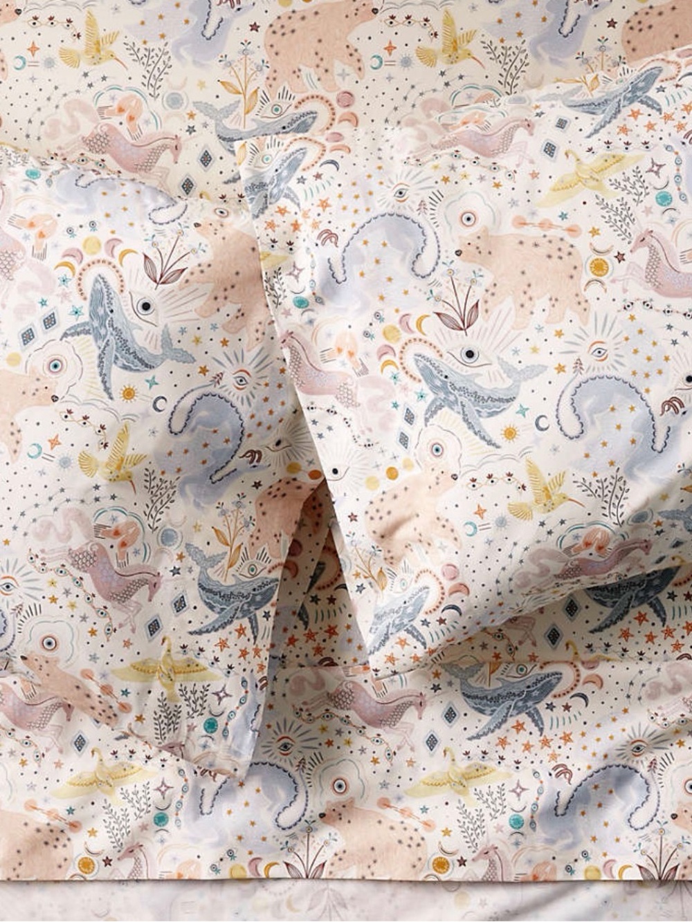 Crate&Barrel Kids Organic Cotton Sheet Set in Pastel Pink, Blue, Cream - Picture 1 of 8